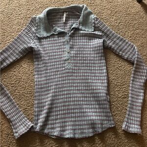 Free People Size Medium ICY Crochet Collar Top